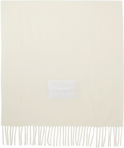 Shop Moncler White Wool Scarf In 050 White