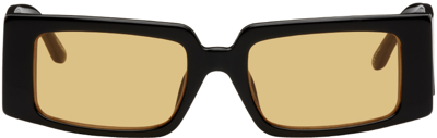 Shop Magda Butrym Black Linda Farrow Edition Rectangular Sunglasses In Black/gold/orange