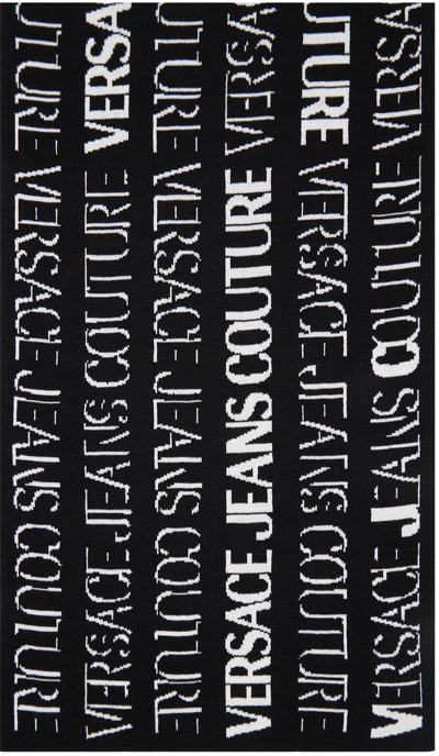 Shop Versace Jeans Couture Black & White Logo Scarf In El01 Black/white