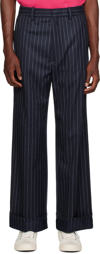 Shop Kenzo Navy  Paris Tailored Trousers In 77 - Midnight Blue