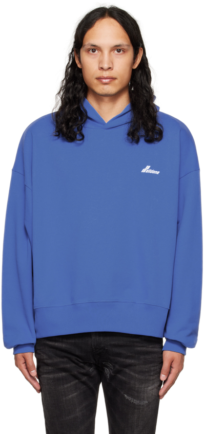 We11 Done Blue Lettering Symbol Hoodie In Blue
