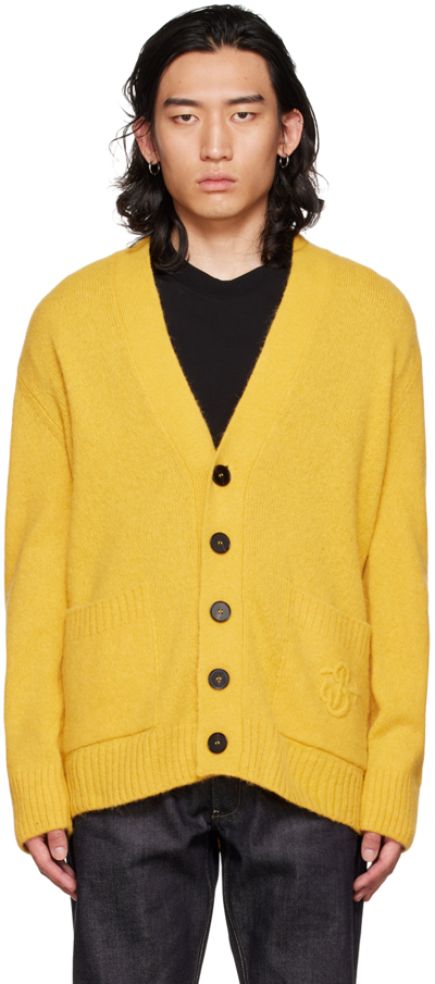 Shop Jil Sander Yellow Embroidered Cardigan In 709 - Dark Yellow