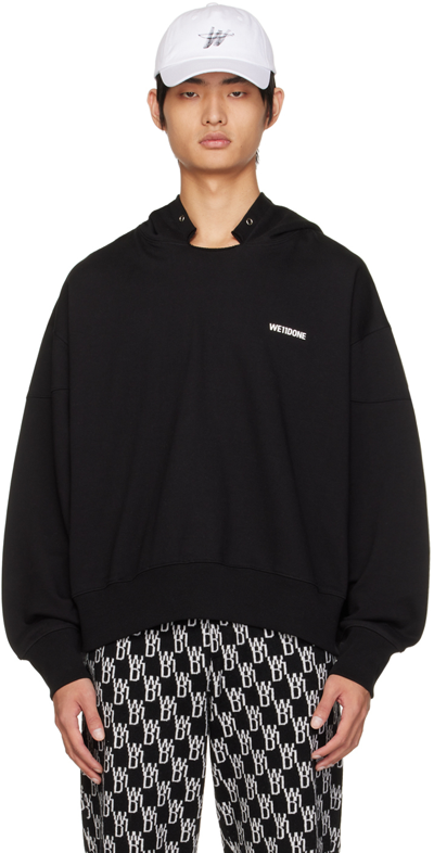 We11 Done Black Signature Hoodie In Black