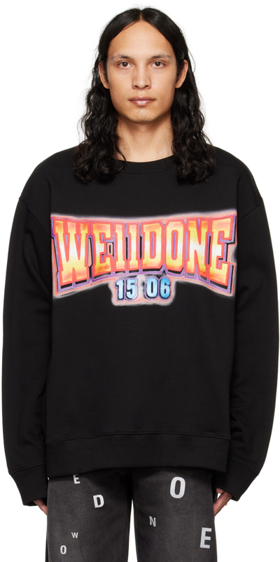 We11 Done Black Print Sweatshirt In Black