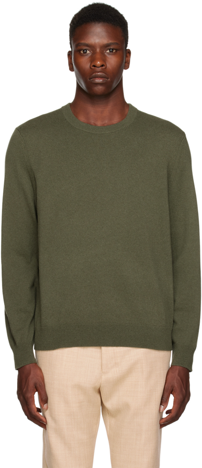 Shop Theory Khaki Hilles Sweater In Fat Olive Branch