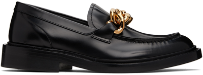 Shop Versace Black Curb Chain Loafers In 1b00v Nero-oro Versa