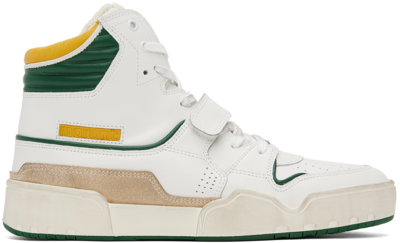 Shop Isabel Marant White & Green Alseeh Sneakers In Ywgn Yellow/green