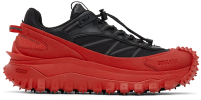 Shop Moncler Black Trailgrip Gtx Sneakers In P49 Black/red