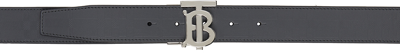 Shop Burberry Reversible Gray Monogram Motif Embossed Belt In Dark Ash Grey