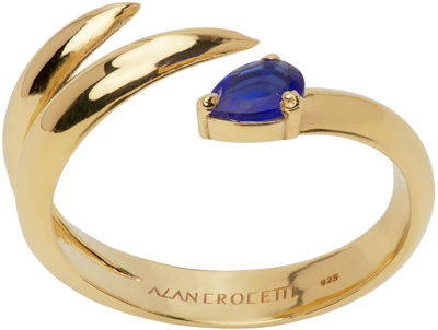 Shop Alan Crocetti Ssense Exclusive Gold & Blue Shard Ring In Gold Vermeil
