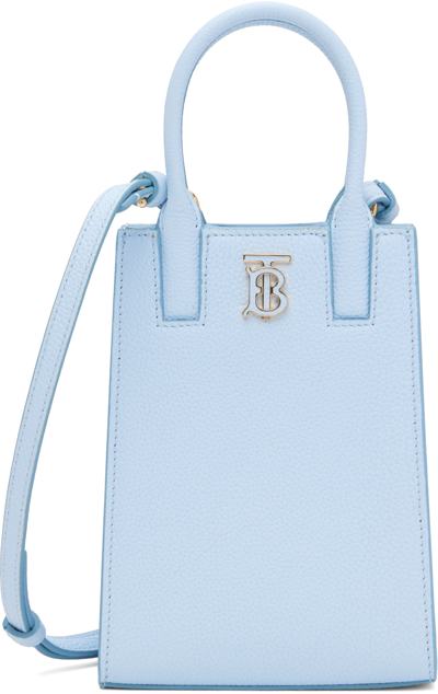 Shop Burberry Blue Micro Frances Shoulder Bag In Pale Blue