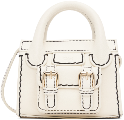 Shop Chloé White Mini Edith Top Handle Bag In 101 White