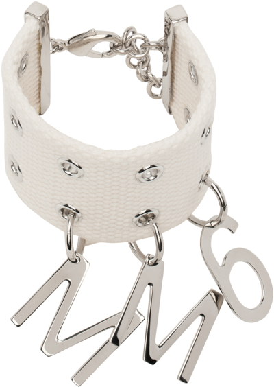 Shop Mm6 Maison Margiela White Grommets Bracelet In 962 White