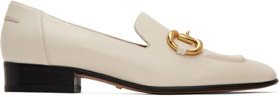 Shop Gucci White Horsebit Loafers In 9022 Mystic White