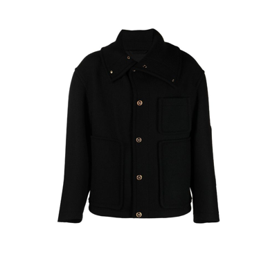 Shop Versace Black Medusa Wool Blouson Jacket