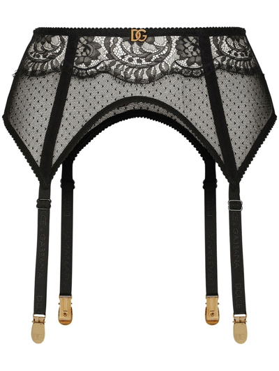 Shop Dolce & Gabbana Lace Suspender Belt In Black