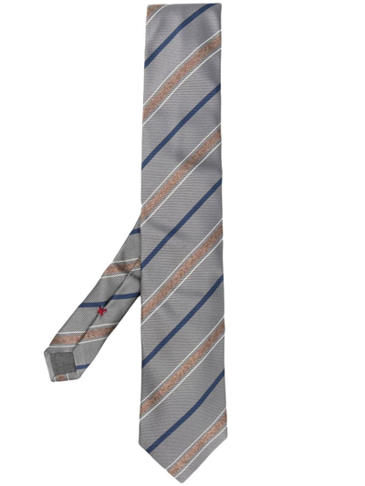 Shop Brunello Cucinelli Striped Tie In Grey