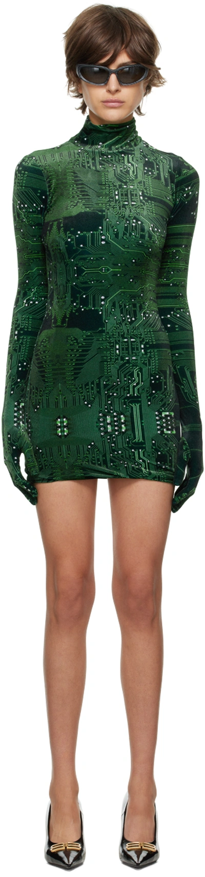Shop Vetements Green Cyber Minidress