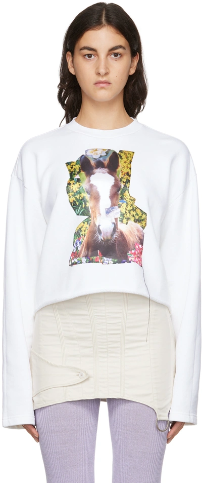 Shop Acne Studios White Digital Print Sweatshirt In Optic White