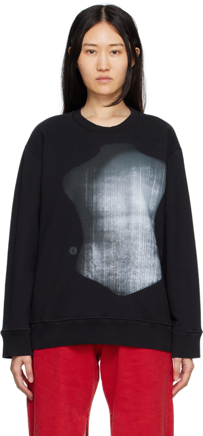 Shop Mm6 Maison Margiela Black Graphic Sweatshirt In 900 Black