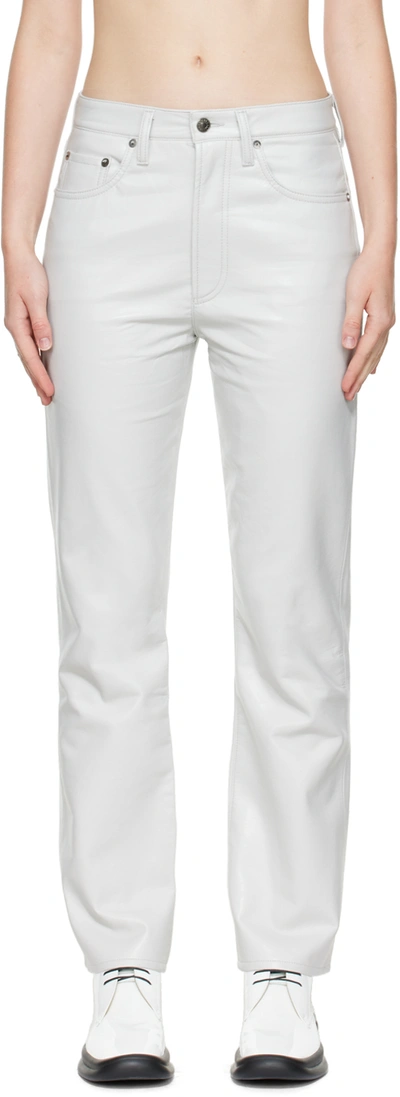 Agolde Gray Relaxed Leather Pants In White