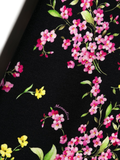 Monnalisa Floral Jersey Leggings In Black