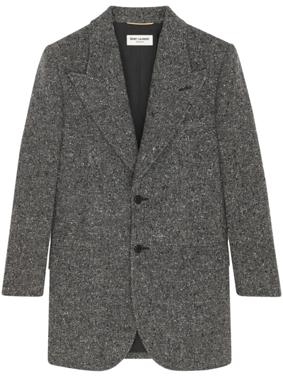 Shop Saint Laurent Single-breasted Wool Blazer In Grey