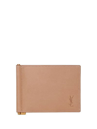 Shop Saint Laurent Portadoll Money Clip Leather Wallet In Pink