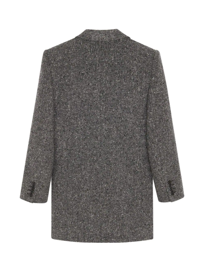 Shop Saint Laurent Single-breasted Wool Blazer In Grey