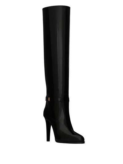 Saint Laurent Diane 100 Grained Leather Knee-high Boots In Black