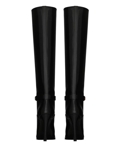 Saint Laurent Diane 100 Grained Leather Knee-high Boots In Black