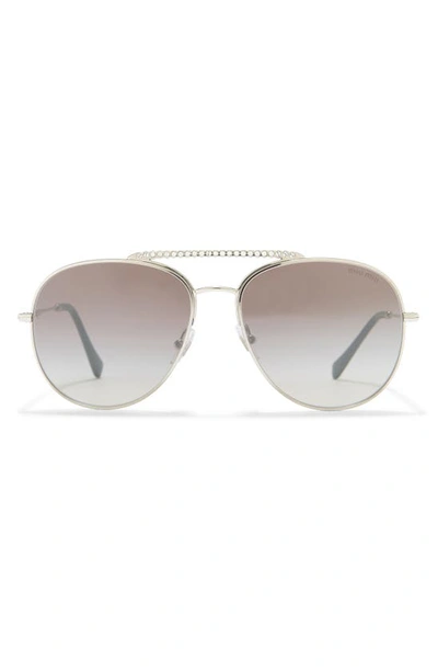 Shop Miu Miu 57mm Round Aviator Sunglasses In Silver / Grey Mirror