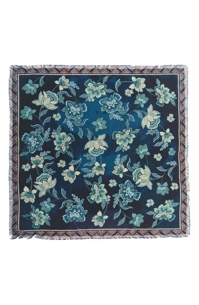 Shop Treasure & Bond Print Square Silk Scarf In Blue Sailor Batik Blooms