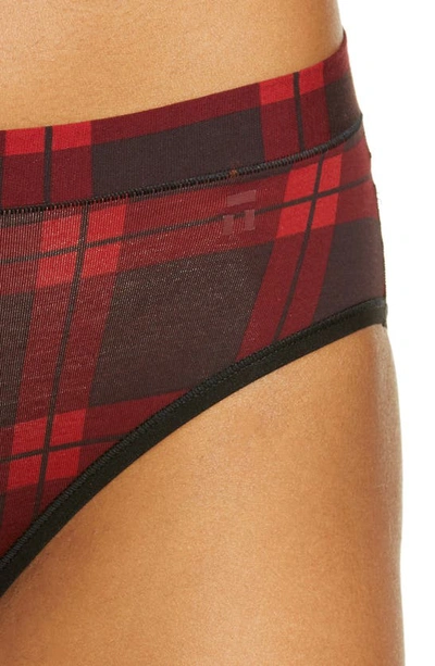 Shop Tommy John Cool Cotton Plaid Print Briefs In Quad Plaid - Haute Red