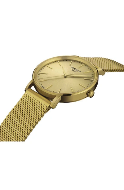 Tissot Everytime Mesh Strap Watch, 40mm In Yellow Gold