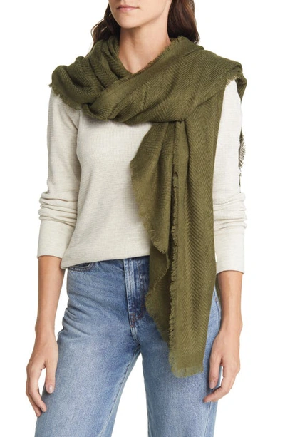 Shop Treasure & Bond Herringbone Burlap Scarf In Green Zen