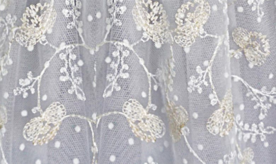 Popatu Kids' Floral Embroidered Tulle Dress In Silver