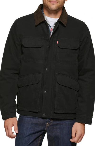 Shop Levi's Cotton Canvas Field Jacket In Black