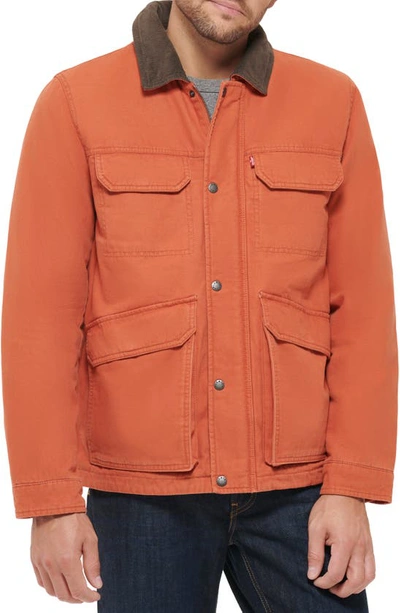 Shop Levi's Cotton Canvas Field Jacket In Orange