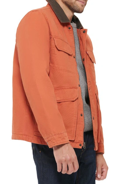 Shop Levi's Cotton Canvas Field Jacket In Orange