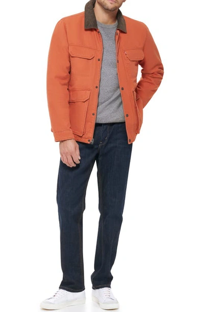 Shop Levi's Cotton Canvas Field Jacket In Orange