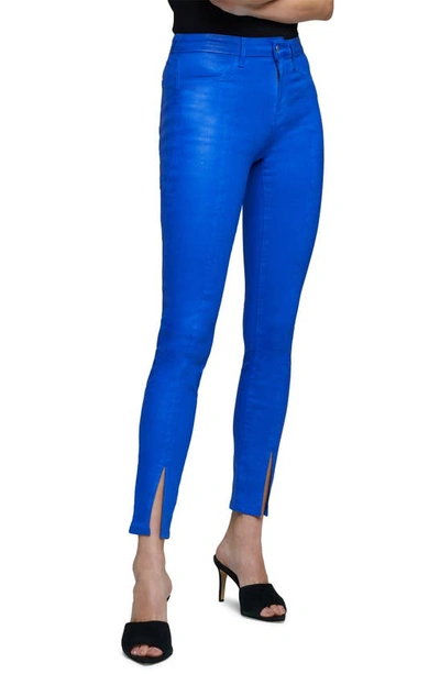 Shop L Agence Lagence Jyothi High Rise Skinny Jeans In Electric Blue Coated