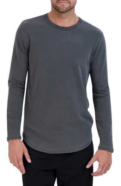 Shop Goodlife Sunfaded Micro Terry Crew Sweatshirt In Black