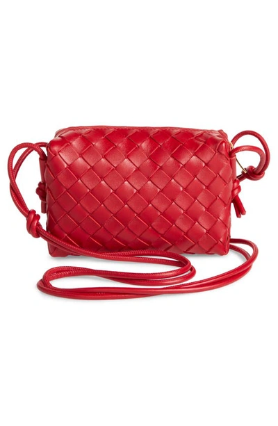 Shop Bottega Veneta Small Intrecciato Leather Crossbody Bag In Apple Candy-gold