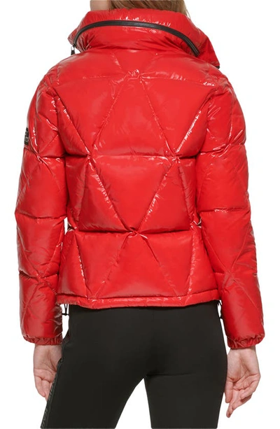 Karl Lagerfeld Women's Hooded Down Puffer Coat In Scarlet