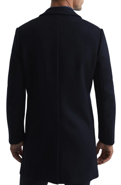 Shop Reiss Gable Single Breasted Wool Blend Overcoat In Navy
