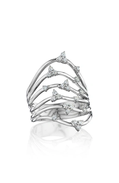 Shop Hueb Luminus Stacked Diamond Ring In White Gold