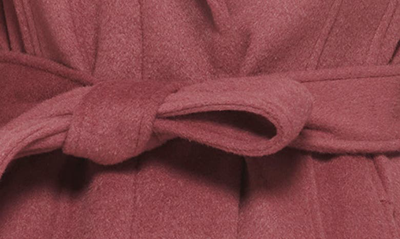 Shop Cole Haan Signature Slick Belted Long Wool Blend Coat In Rose