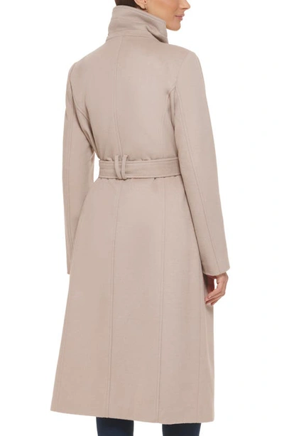 Shop Cole Haan Signature Slick Belted Long Coat In Stone