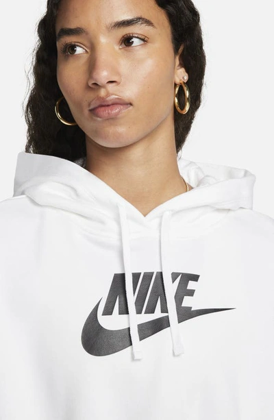 Shop Nike Sportswear Club Fleece Crop Hoodie Sweatshirt In White/ Black